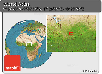 Satellite Location Map of the Area around 9° 36' 8" N, 17° 55' 29" E