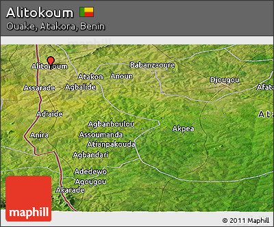 Satellite Panoramic Map of Alitokoum