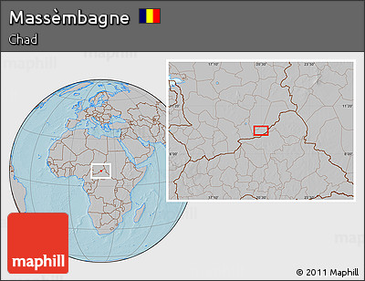 Gray Location Map of Massèmbagne, hill shading