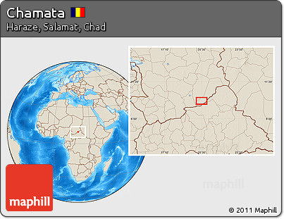 Shaded Relief Location Map of Chamata