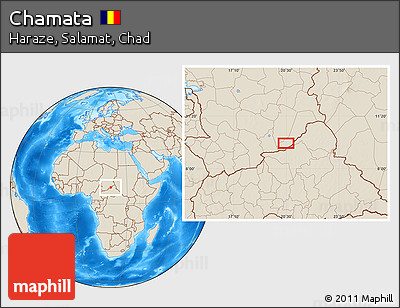 Shaded Relief Location Map of Chamata