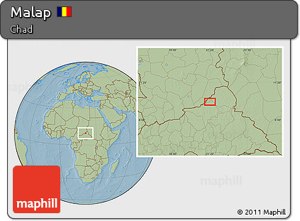 Savanna Style Location Map of Malap, hill shading