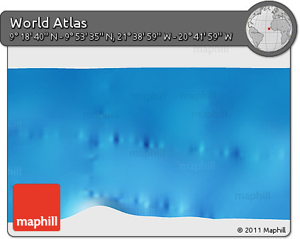 Physical 3D Map of the Area around 9° 36' 8" N, 21° 10' 29" W