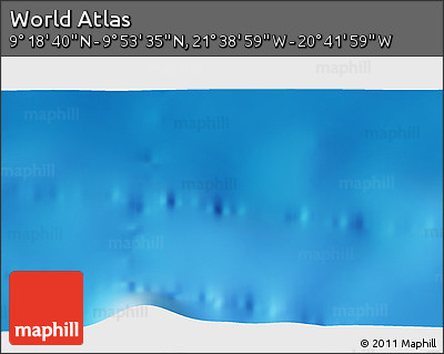Physical 3D Map of the Area around 9° 36' 8" N, 21° 10' 29" W