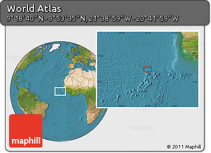 Satellite Location Map of the Area around 9° 36' 8" N, 21° 10' 29" W