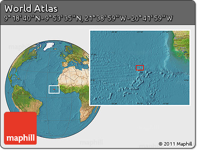 Satellite Location Map of the Area around 9° 36' 8" N, 21° 10' 29" W