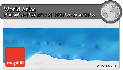 Physical Panoramic Map of the Area around 9° 36' 8" N, 21° 10' 29" W