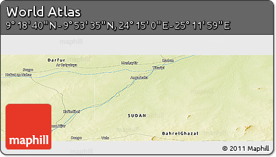 Physical Panoramic Map of the Area around 9° 36' 8" N, 24° 43' 30" E
