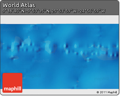 Physical 3D Map of the Area around 9° 36' 8" N, 25° 25' 29" W