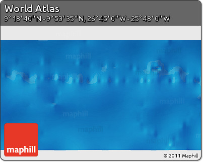 Physical 3D Map of the Area around 9° 36' 8" N, 26° 16' 29" W