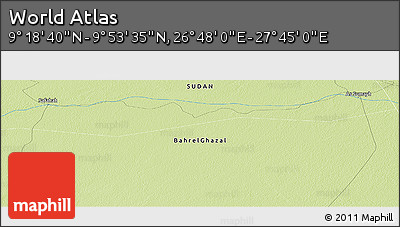 Physical Panoramic Map of the Area around 9° 36' 8" N, 27° 16' 29" E