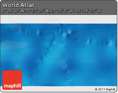 Physical 3D Map of the Area around 9° 36' 8" N, 27° 7' 30" W