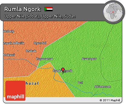 Political 3D Map of Rumla Ngork