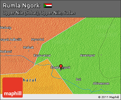 Political 3D Map of Rumla Ngork