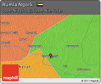 Political 3D Map of Rumla Ngork
