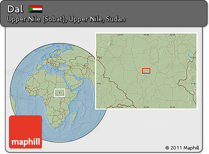 Savanna Style Location Map of Dal, hill shading