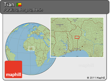 Savanna Style Location Map of Tian
