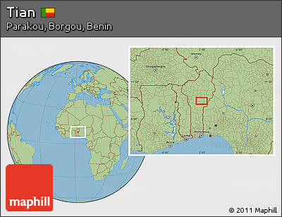 Savanna Style Location Map of Tian
