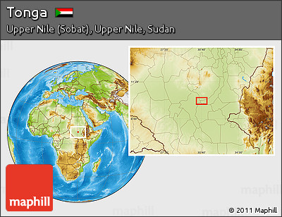 Physical Location Map of Tonga