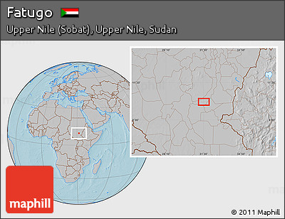 Gray Location Map of Fatugo, hill shading