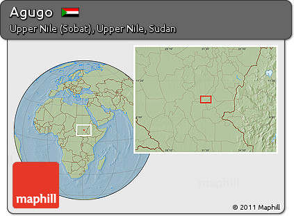 Savanna Style Location Map of Agugo, hill shading