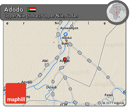 Shaded Relief Map of Adodo