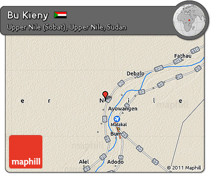 Shaded Relief Map of Bu Kieny