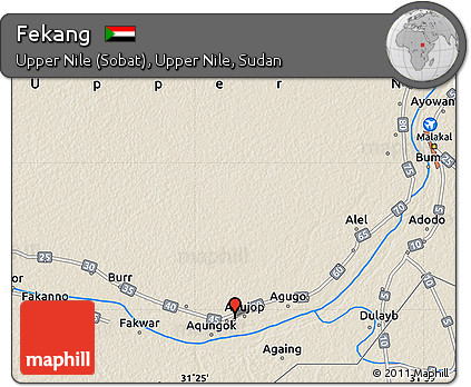 Shaded Relief Map of Fekang
