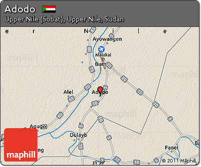 Shaded Relief Map of Adodo