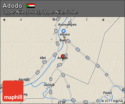 Shaded Relief Map of Adodo