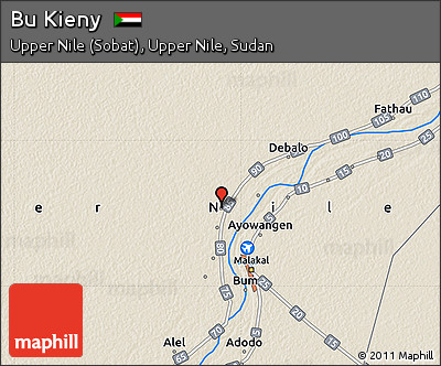 Shaded Relief Map of Bu Kieny