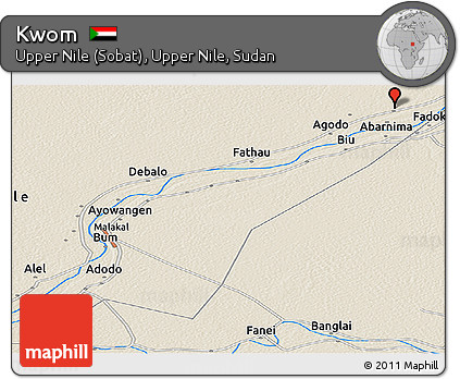 Shaded Relief Panoramic Map of Kwom
