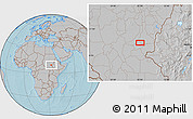 Gray Location Map of Loye, hill shading