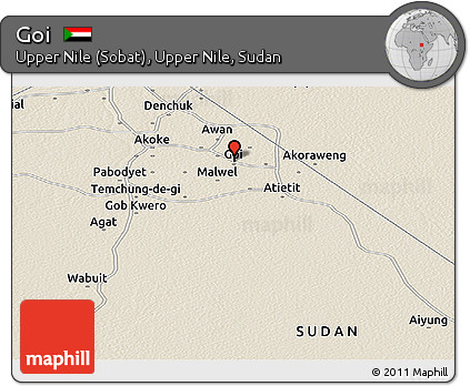 Shaded Relief Panoramic Map of Goi