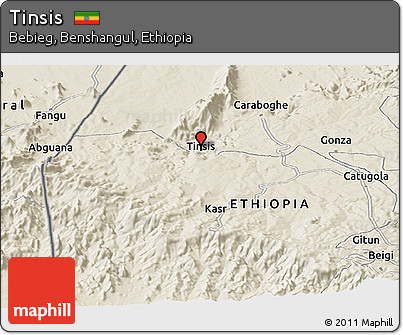 Shaded Relief Panoramic Map of Tinsis