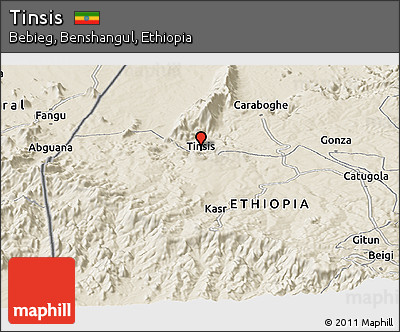 Shaded Relief Panoramic Map of Tinsis