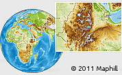 Physical Location Map of the area around 9° 36' 8" N, 39° 10' 29" E