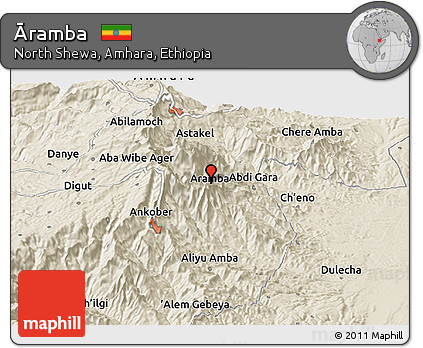 Shaded Relief Panoramic Map of Āramba
