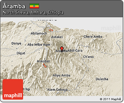 Shaded Relief Panoramic Map of Āramba