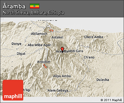 Shaded Relief Panoramic Map of Āramba