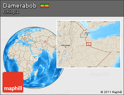 Shaded Relief Location Map of Damerabob