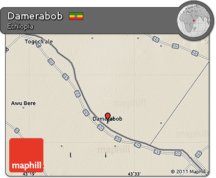 Shaded Relief Map of Damerabob