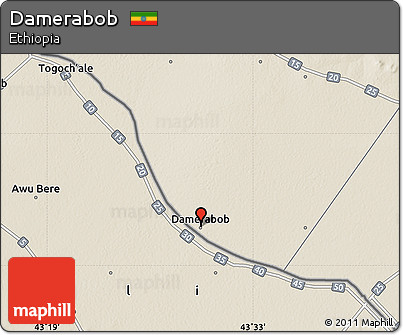 Shaded Relief Map of Damerabob
