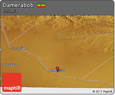 Physical Panoramic Map of Damerabob