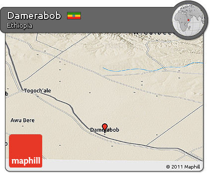 Shaded Relief Panoramic Map of Damerabob