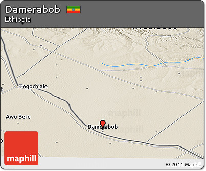 Shaded Relief Panoramic Map of Damerabob