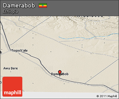 Shaded Relief Panoramic Map of Damerabob