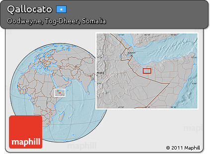 Gray Location Map of Qallocato, hill shading
