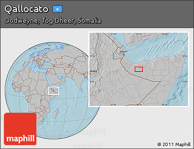 Gray Location Map of Qallocato, hill shading