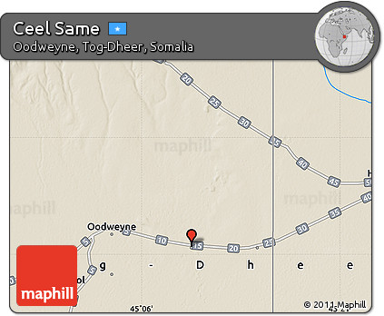 Shaded Relief Map of Ceel Same